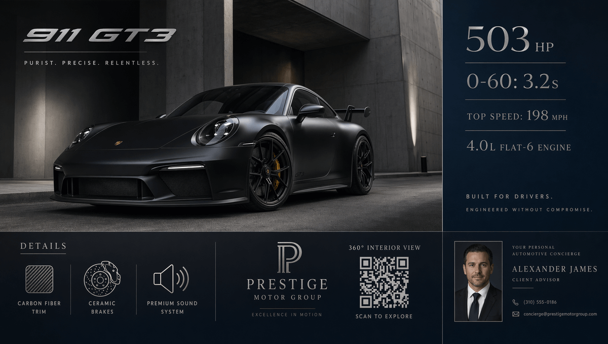 Luxury Performance Automotive Poster — Cinematic GT3 Commercial Campaign