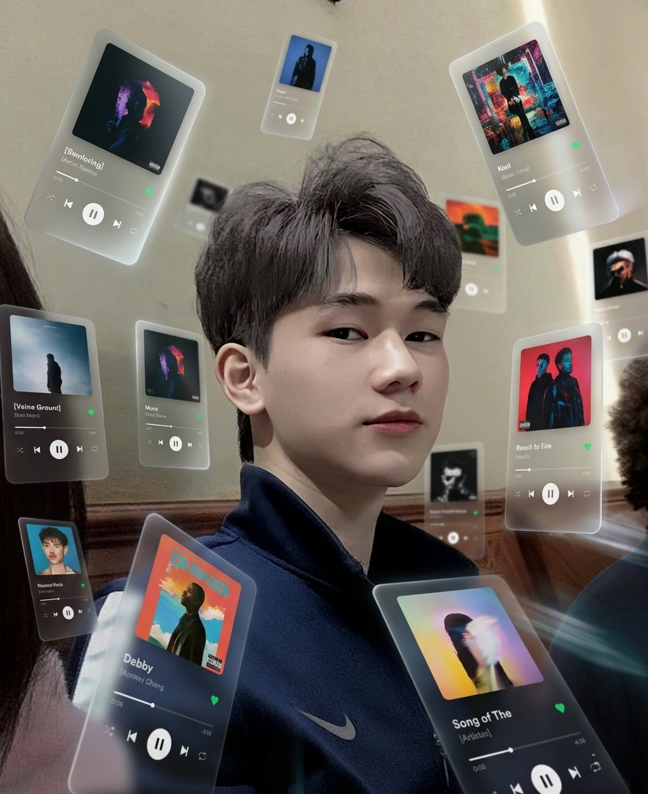 Cinematic AR Music Orbit — Dreamlike Floating Spotify Interface Scene