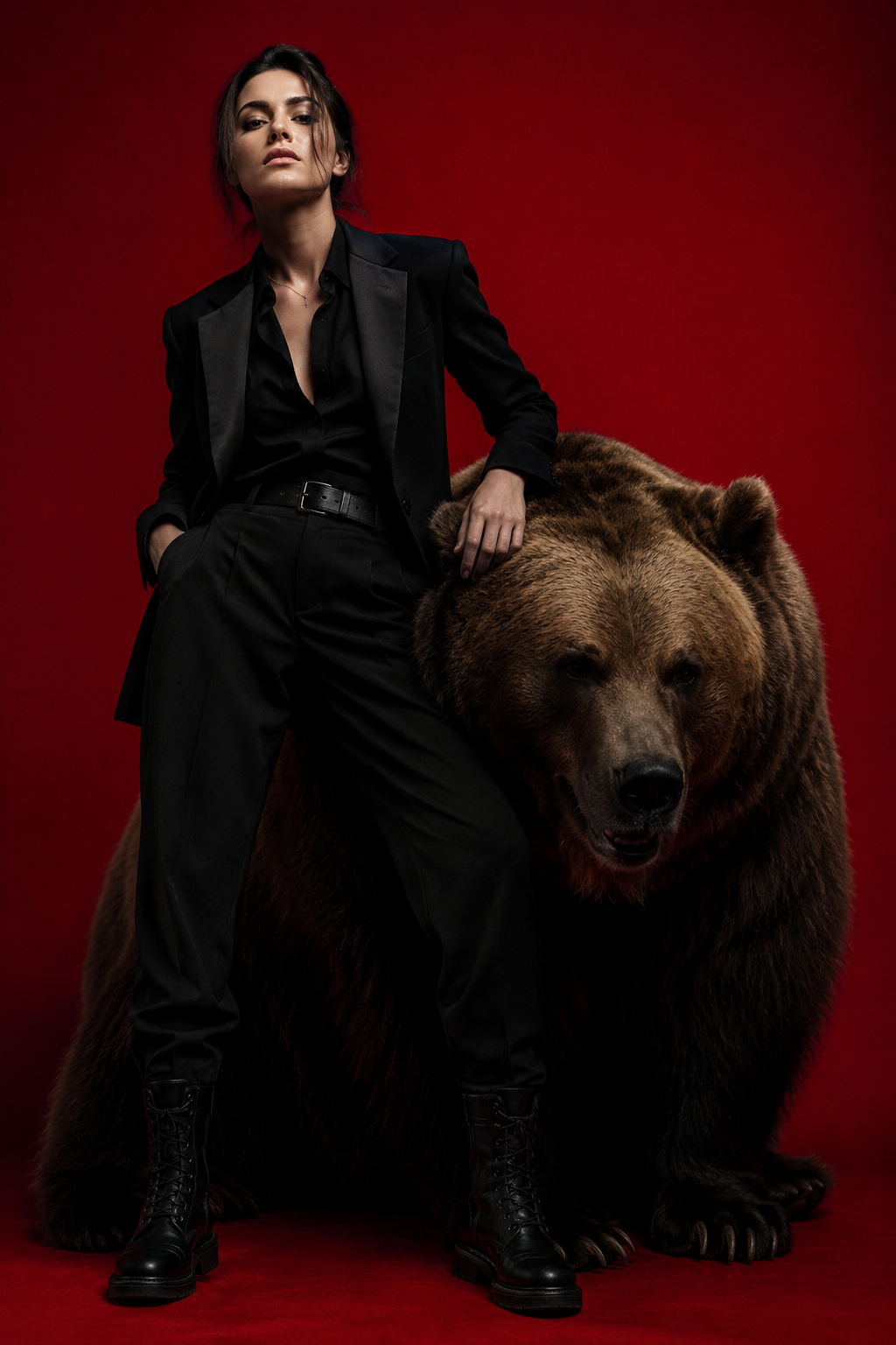 Russian Power Portrait — The Woman and Her Guardian Bear